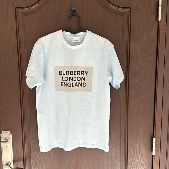 Burberry Tops - Burberry Baby Blue Short Sleeve T-Shirt Logo Tee Designer Casual Top